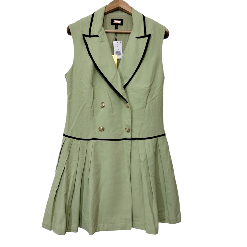 Alexia‎ Admor Women's Lilyana Double Breasted Mini Coat Dress Size 12 Mint Green
